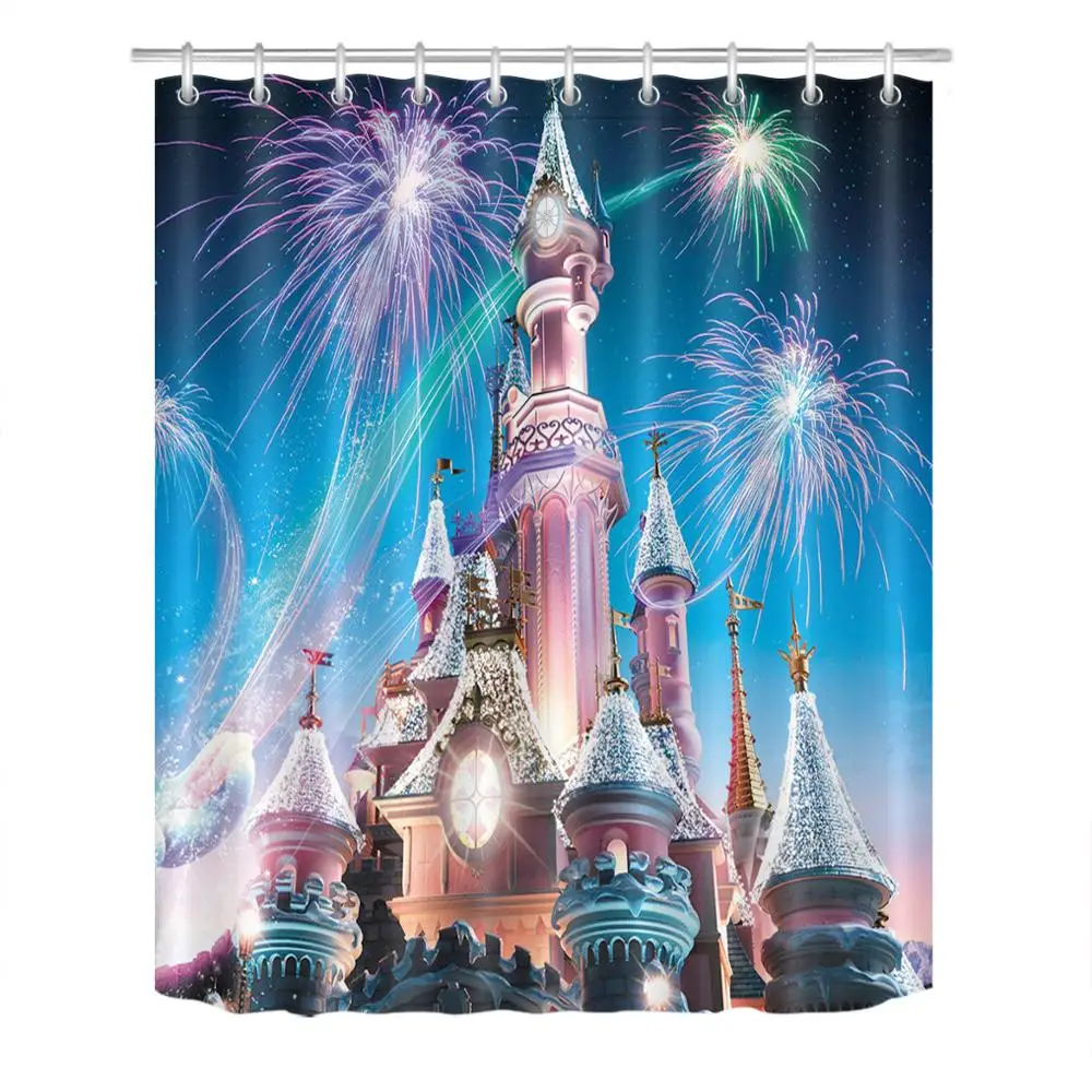 Сказочная занавеска для душа с героями мультфильмов водонепроницаемая из