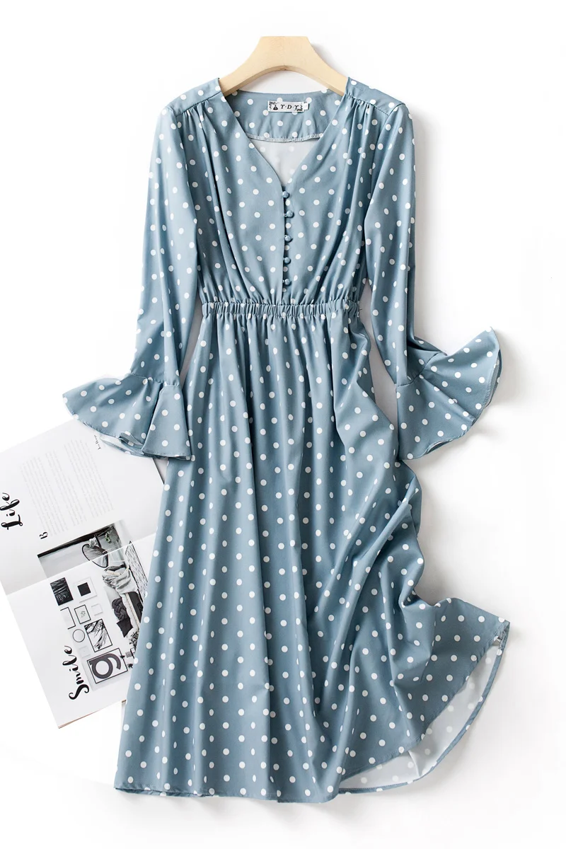 

Autumn Polka Dot Dress French Female Autumn Winter Fairy Sweet Gentle Wind First Love Department Design Feeling Skirt