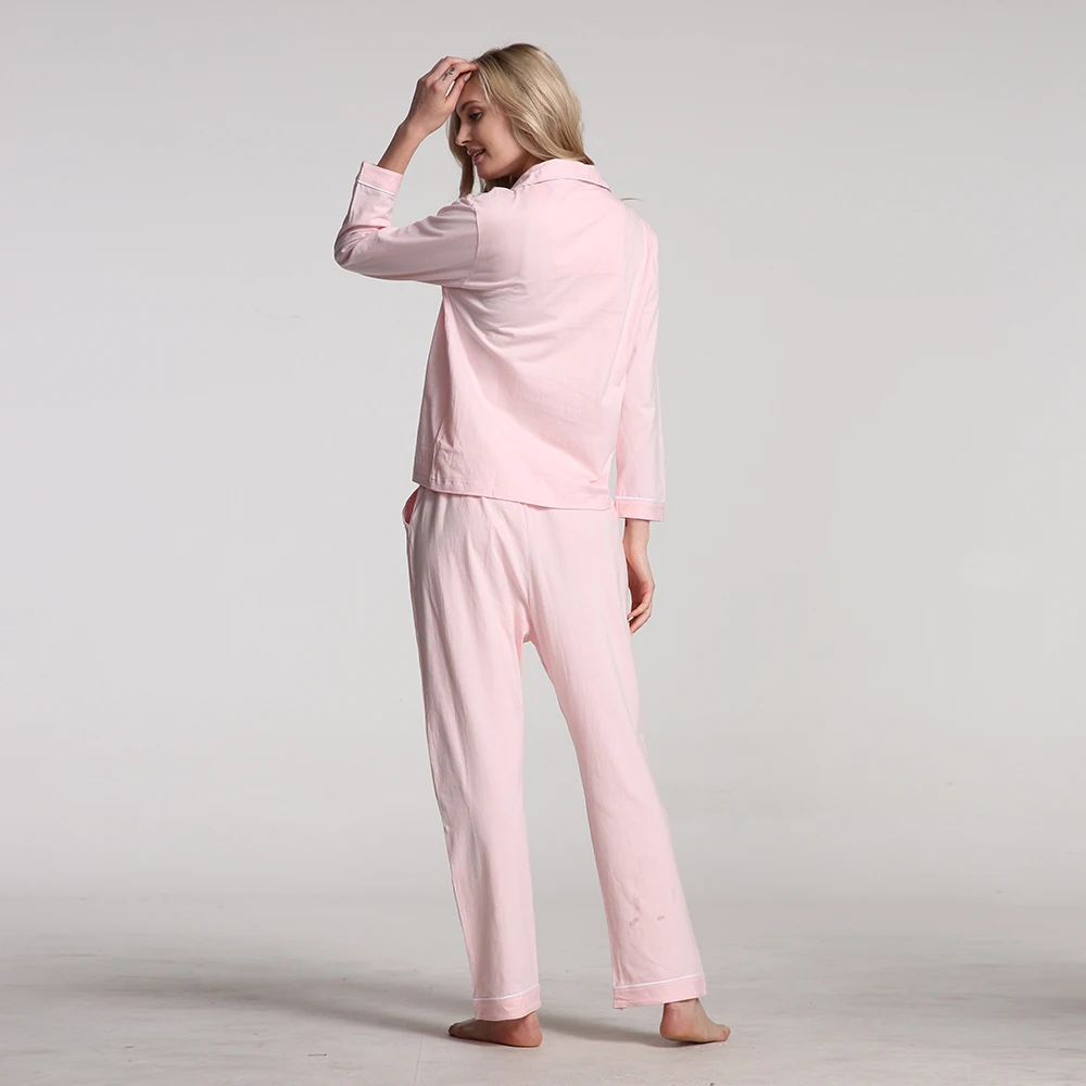 Пижамы для женщин сезон весна-осень комплект хлопковых пижам Новинк принт с