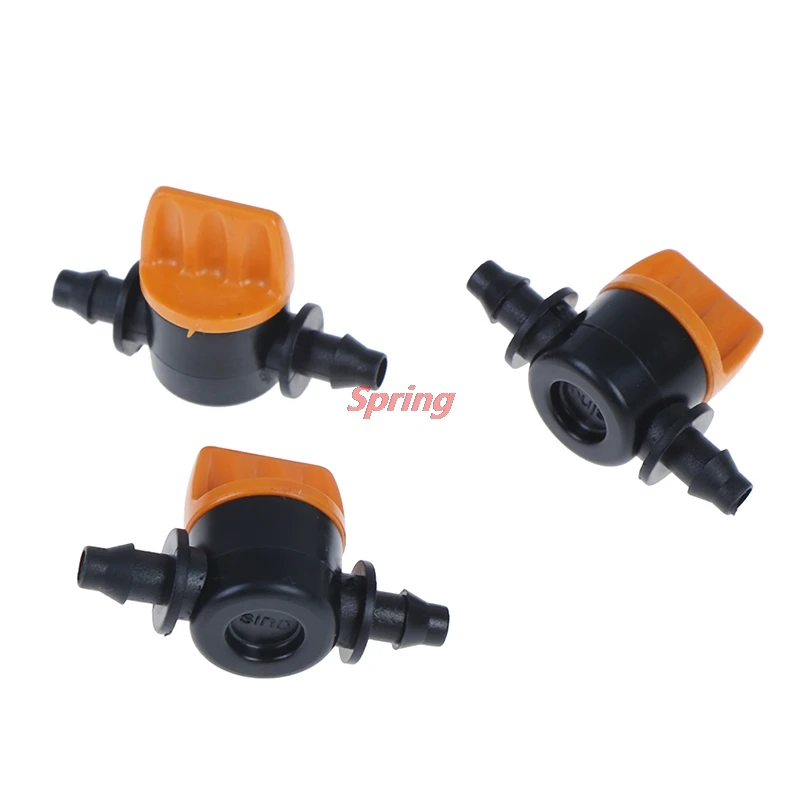 

New 10pcs Drip Irrigation Fittings Valve With 4/7mm Hose Garden Irrigation Barbed Water Flow Control Valve Agriculture Tools