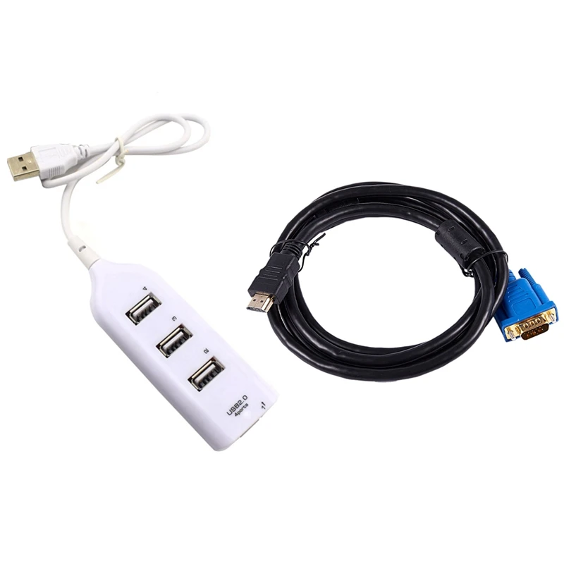 1 8 м HDTV HDMI к VGA адаптер видео кабель Разъемы & Mini 4 Порты 2 0 usb хаб сплиттер