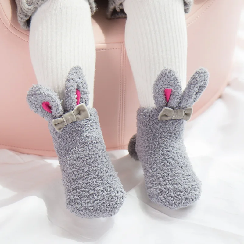 

Cartoon Plush Rabbit Ear Silicone Newborn Non-Slip Socks Cute Elastic Floor Socks For 0-3 Years Child Kids Autumn And Winter