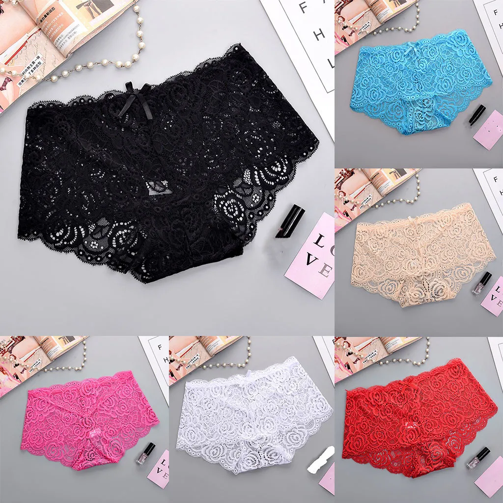 Кружевные плоские штаны средняя талия сексуальные женские одноцветные