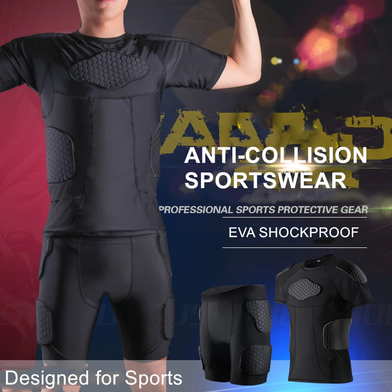 Мужская футболка и штаны для тренировок с подкладкой против столкновений