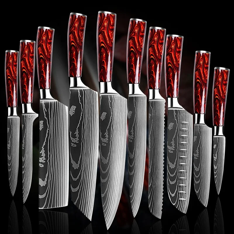 Дамасский лазерный шеф-нож японский нож для лосося сашими ручка из красной смолы