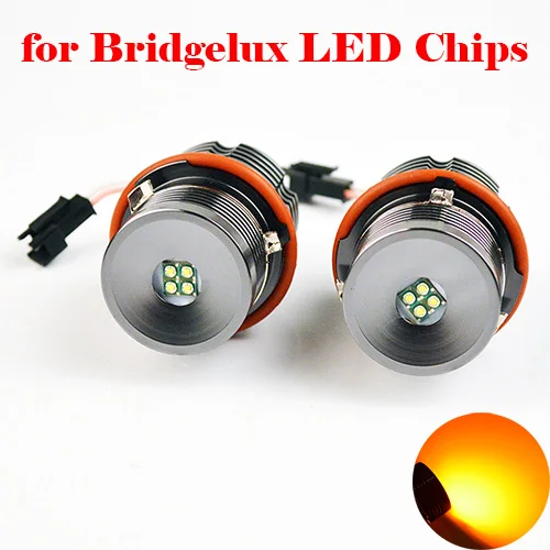 Yellow for Bridgelux Бегемот светодиодные габаритные огни «глаза ангела» 2*20 Вт 40 Вт для CREE светодиодный чипы для Bridgelux чип белый/красный/синий/желтый для E39 E60 E61 E63 E64 E65 - Цвет: Yellow for Bridgelux