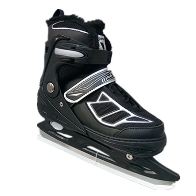 Black M EUR35-38 Зимние новые встроенные термальные толстые профессиональные женские взрослые дети хоккейные лезвия коньки обувь для катания на коньках регулируемые дети взрослые - Цвет: Black M EUR35-38