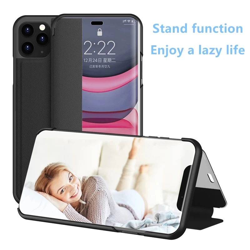 

Smart View Flip Case For Iphone 12 11 Pro Max 2020 New Leather Flip Case For Iphone 8 7 6s Plus X Xr Xs Max SE 2020 Flip case