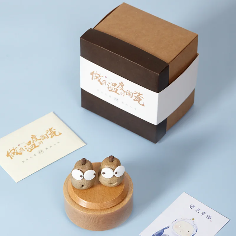 Деревянная музыкальная шкатулка в стиле ретро Керамическая форма подарок на