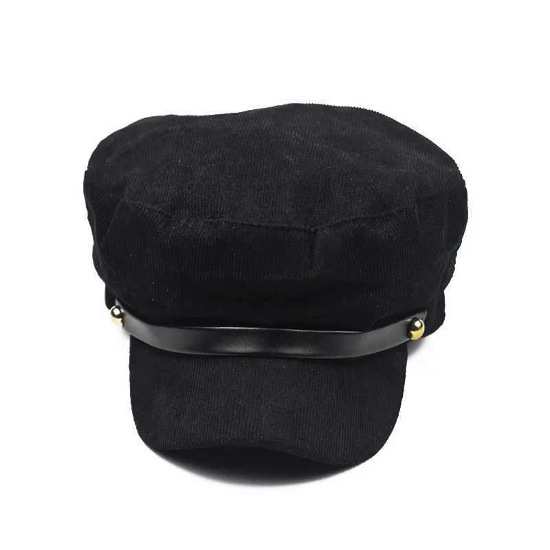 Английская красная военная шапка из чистого хлопка вельветовая в полоску