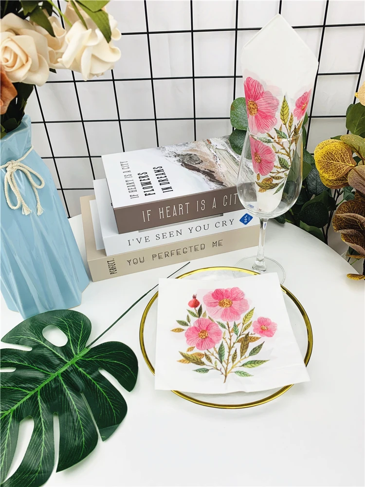 10 шт Цветочный Цветок тема бумажные салфетки еда праздничные вечерние декупаж