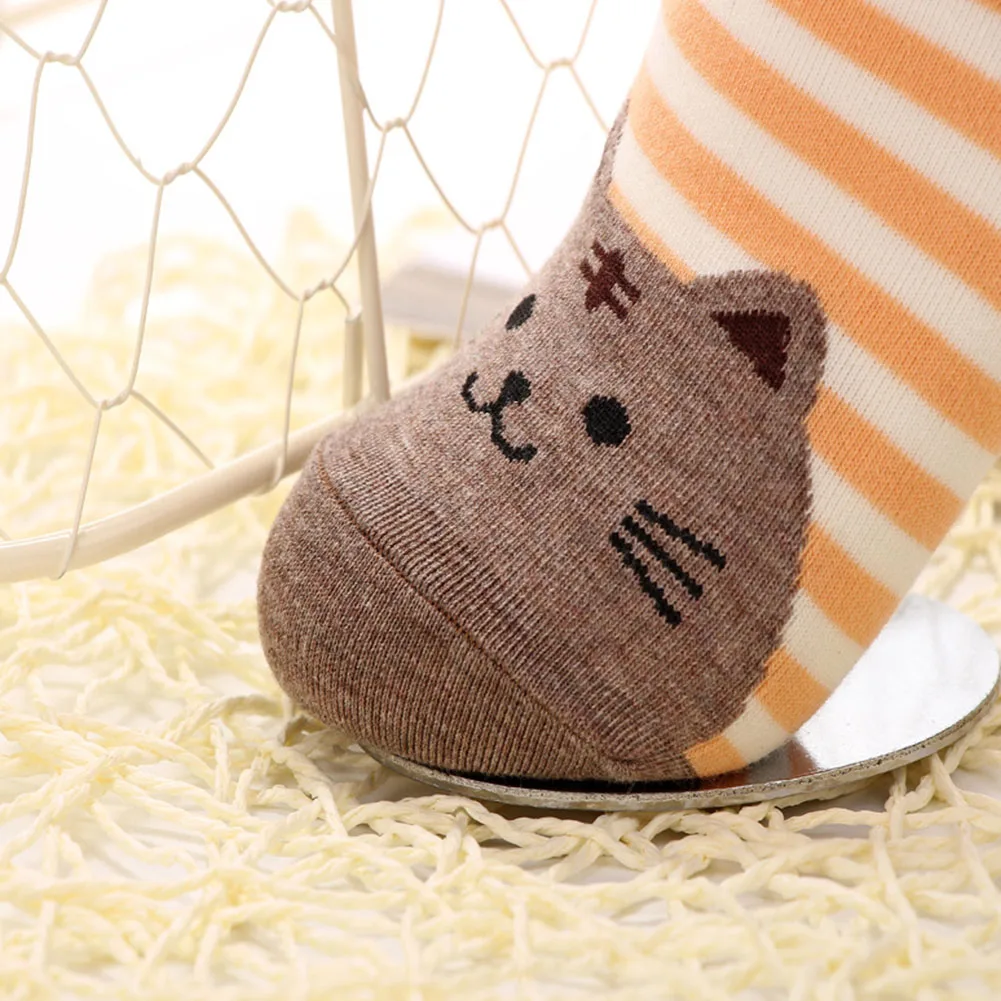 

5 Pairs Ladies Autumn Winter Cotton Blend Warm Cat Print Cartoon Women Socks Stretch Assorted Casual Soft In Tube Cute Animal