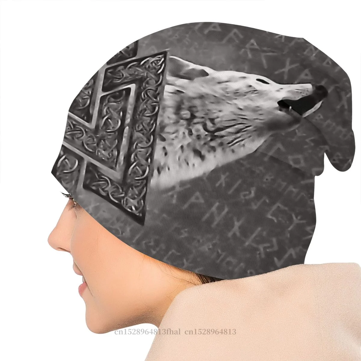 Символ Valknut и волков капот Homme открытый трикотажный головной убор викингов шапки