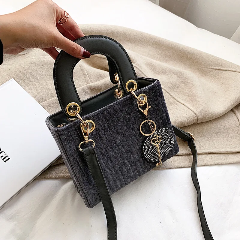 Однотонные бархатные сумки через плечо для женщин 2019 маленькая квадратная сумка