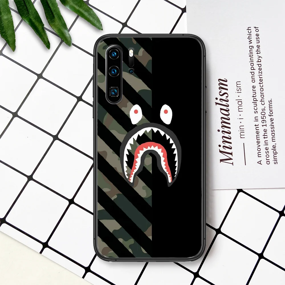 

Fashion Trend Shark Bape Phone Case For Huawei P Mate Smart 10 20 30 40 Lite Z 2019 Pro black Cover Tpu Bumper Silicone Hoesjes