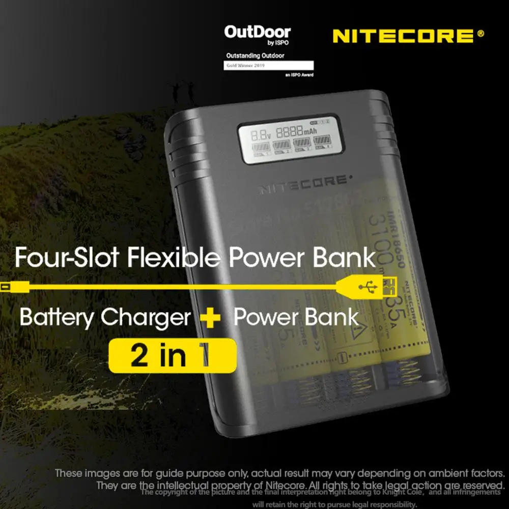 100% оригинальное гибкое зарядное устройство NITECORE F4 с четырьмя слотами