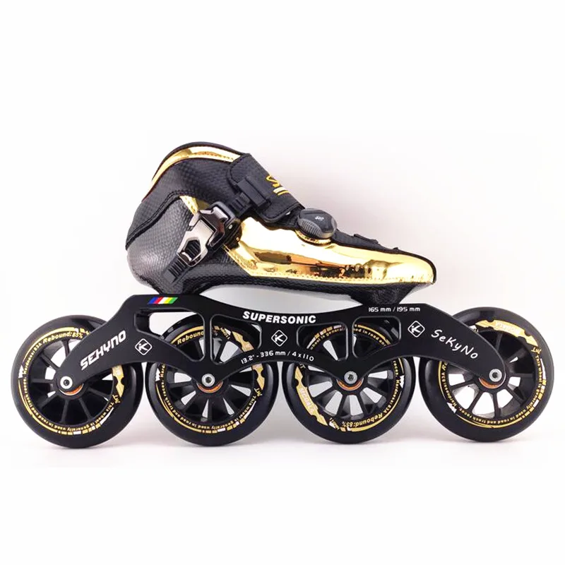 4 колеса трек гоночные скоростные коньки patines marathon road золотые роликовые коньки обувь из углеродного волокна 90 100 110 для детей и взрослых