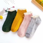 Носки женские кружевные с оборками, милые хлопковые Дышащие Короткие повседневные до щиколотки в Корейском стиле, 4 пары, весна-лето