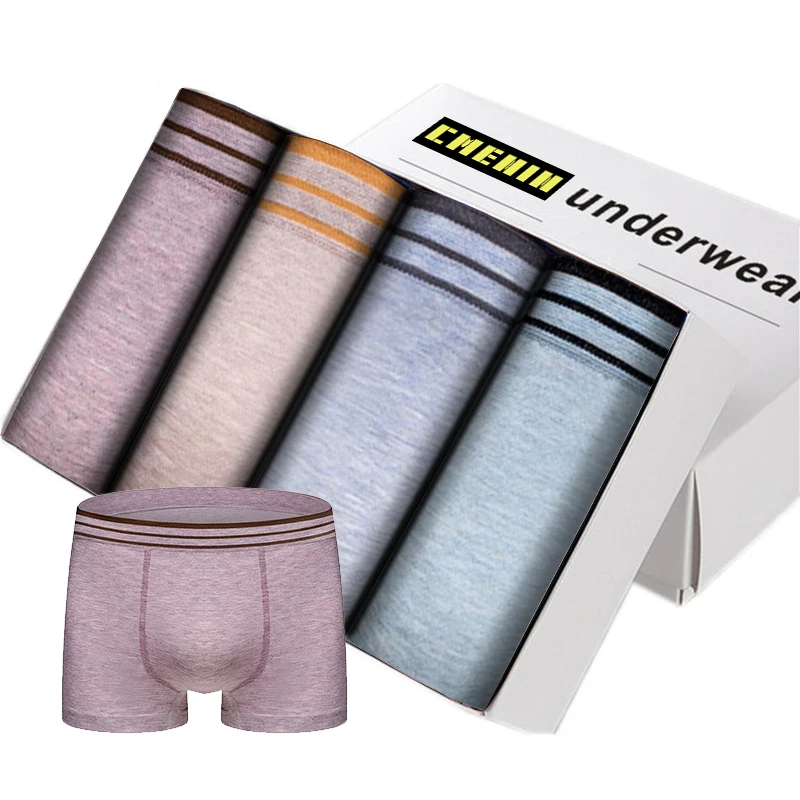 4 шт./лот дышащее хлопковое сексуальное мужское нижнее белье трусы-боксеры