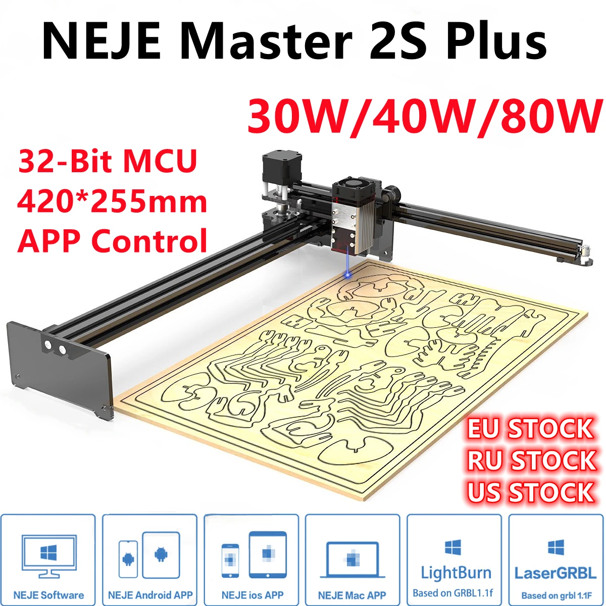 NEJE Master 2S Plus 80 вт профессиональная машина для лазерной резки большой площади