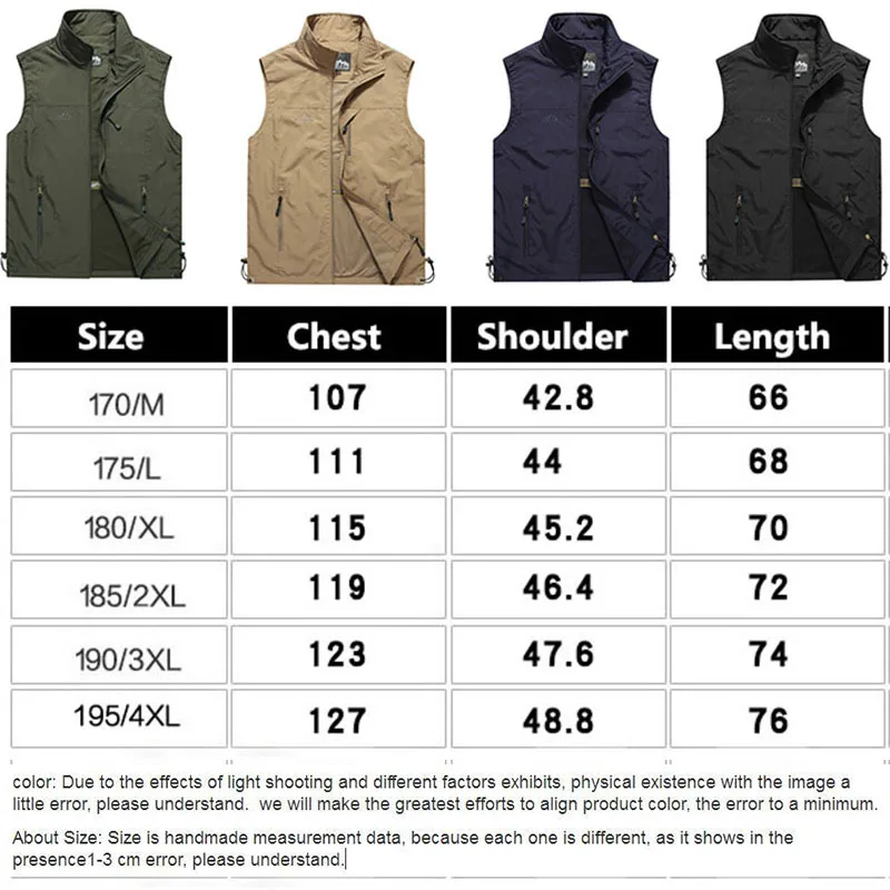 Жилет мужской нейлоновый Быстросохнущий Свободный дышащий жилет на молнии с
