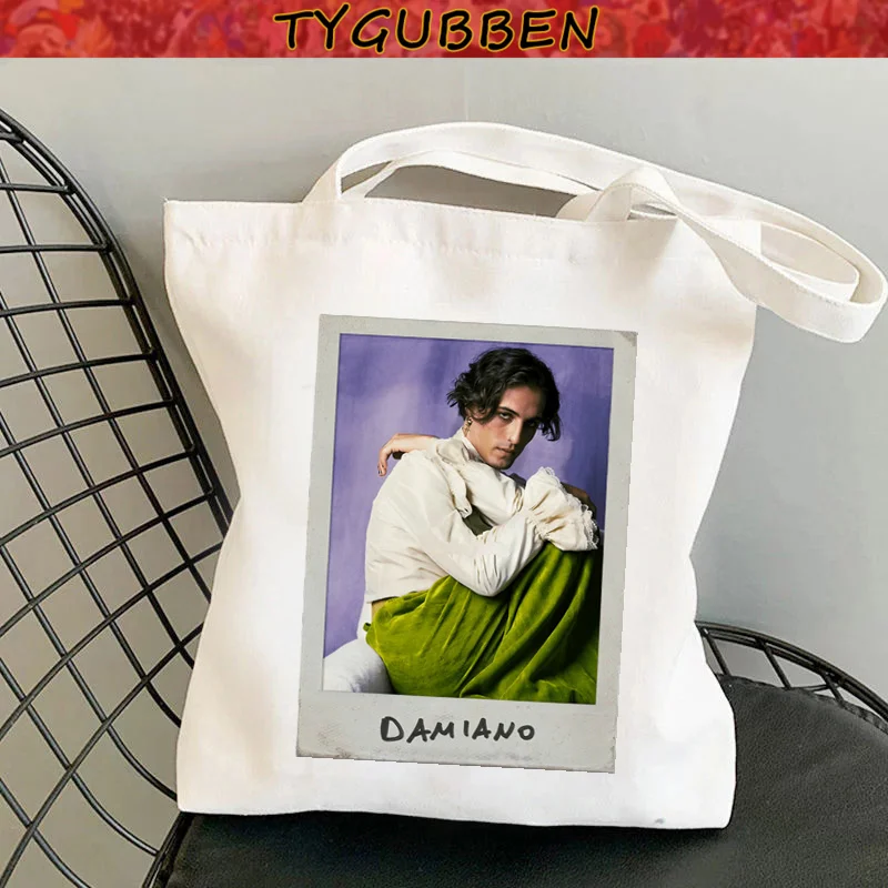 

Shopper Damiano David Maneskin Kawaii Bag Harajuku Women Shopping Bag Canvas Shopper Bag Girl Handbag Tote Bag Shoulder Lady Bag