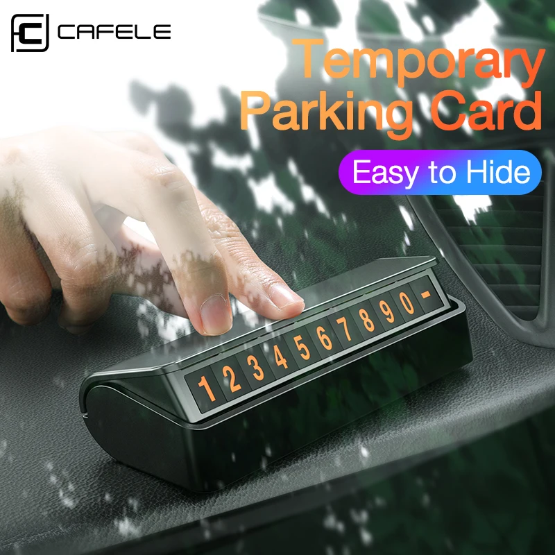 cafele car temporary parking card holder magnetic hide phone number card plate parking card automotive interior accessories free global shipping