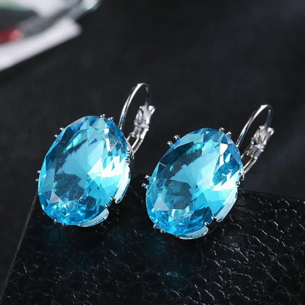 Новые Элегантные женские овальные серьги из искусственного драгоценного камня