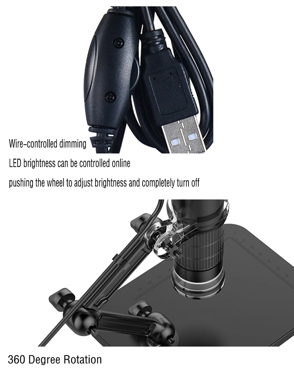 Цифровой USB микроскоп с увеличительным стеклом 8 светодиодами 500X 800X 1000X 2 0