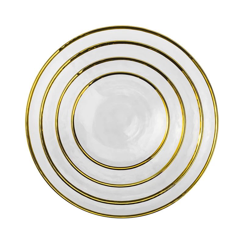 Золотая стеклянная миска блюдо прозрачная тарелка для десертов стейков салатов