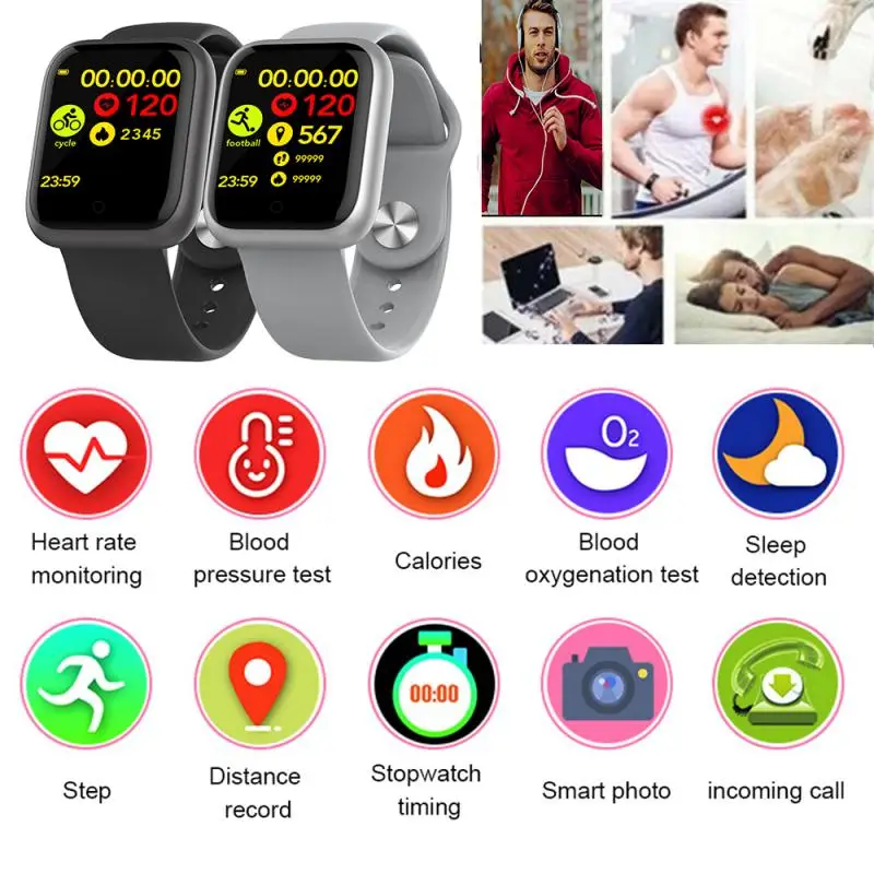 

GT1 Smart Watch Wearable Fitness Bracelet Heart Rate Blood Pressure Monitoring Waterproof Portable Fashionable Sports Watches