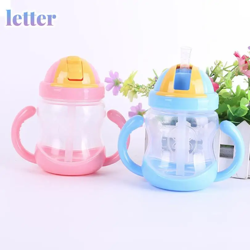 

280ML Baby Cute Training Feed Bottle Cap With Handle Kids Children Learn Feeding Drinking Water Straw Cup