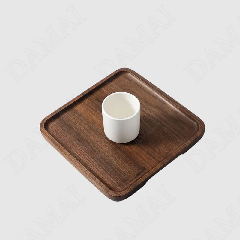 

Manual Walnut Wood Storage Trays Living Room Desktop Tableware Tray Afternoon Tea Cake Dessert Organizer Home Decoration Modern