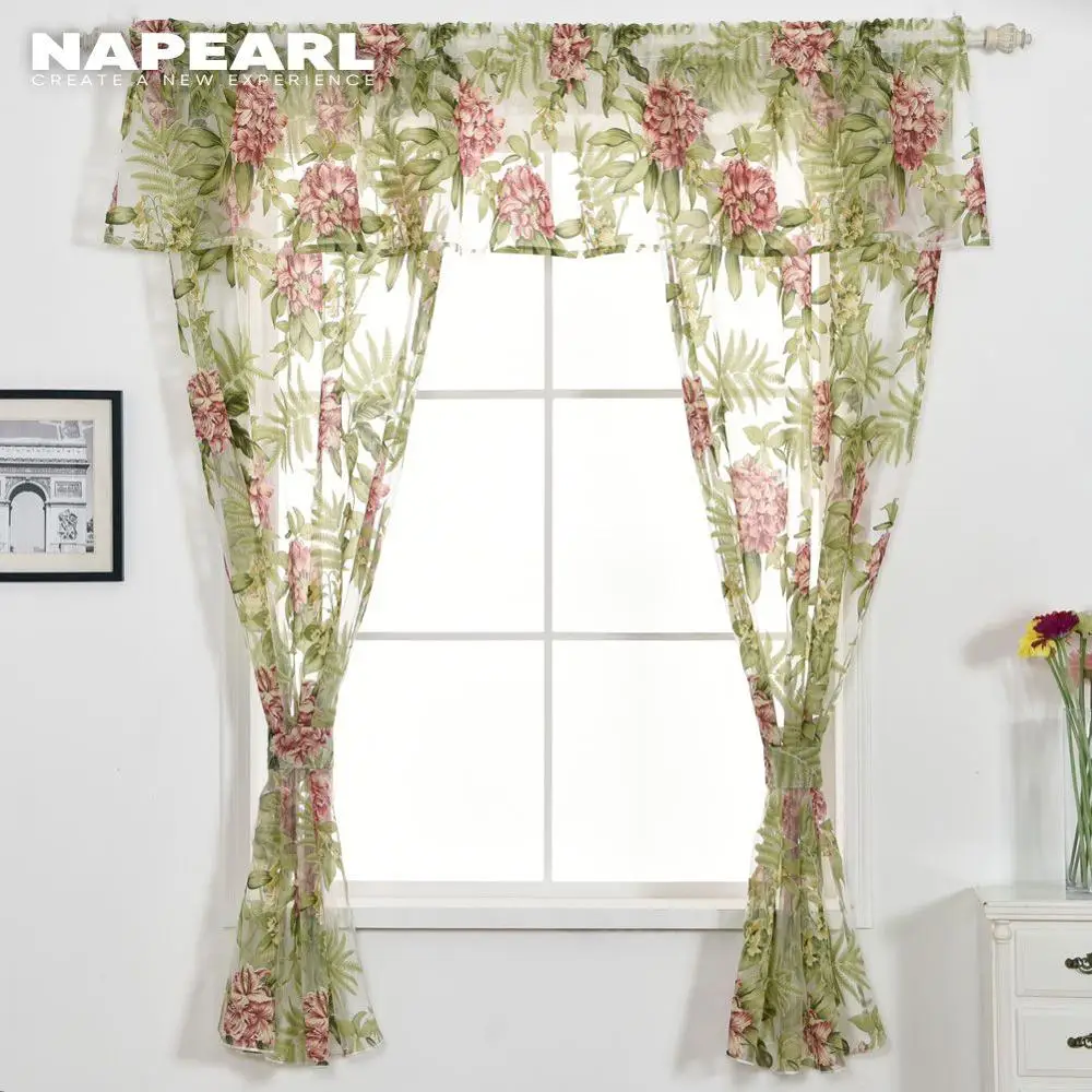 Занавеска NAPEARL Valance с цветочным рисунком зеленая короткая для кухни набор