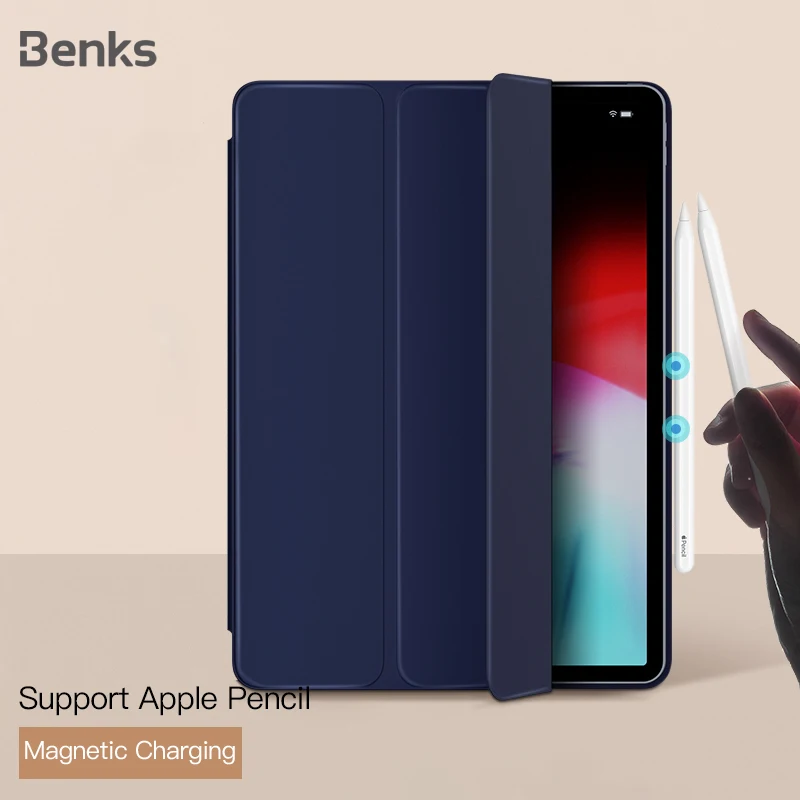 

Benks Flip Cover Case For iPad Pro 11 inch Protective Cover Smart Wake Up Full Screen Liquid Silicone Magnetic Pencil Slot Shell