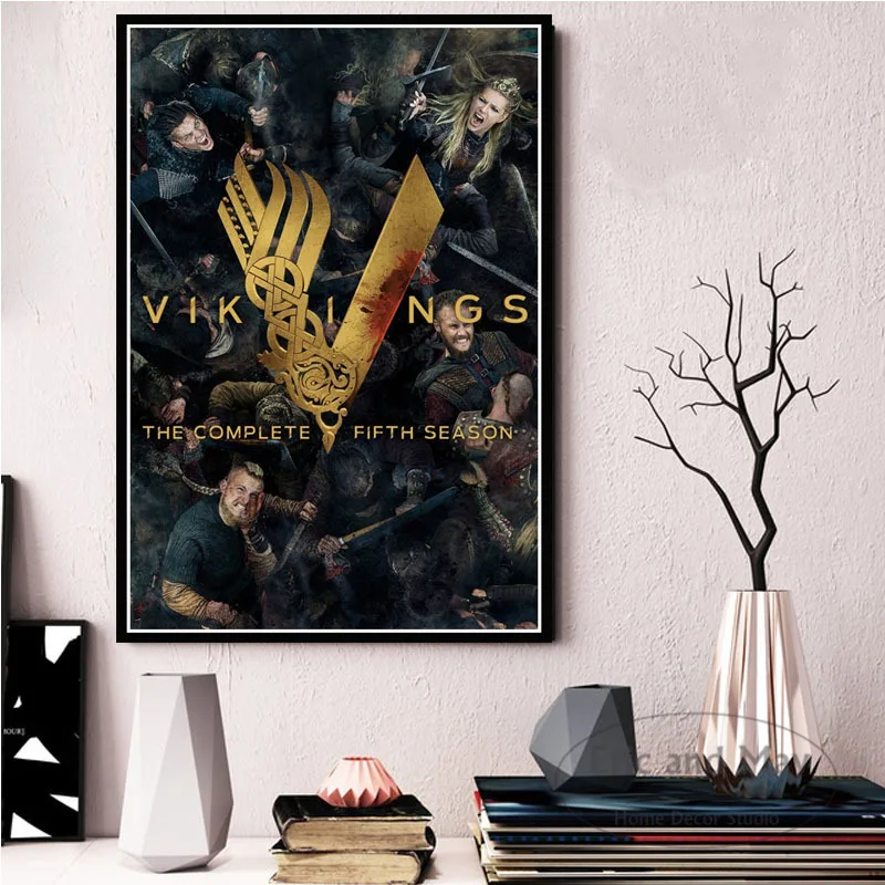 Постеры и печати Викинги Классический телесериал Показать картинки на стене Винтажная холстовая живопись Постерное искусство Декоративный декор дома.