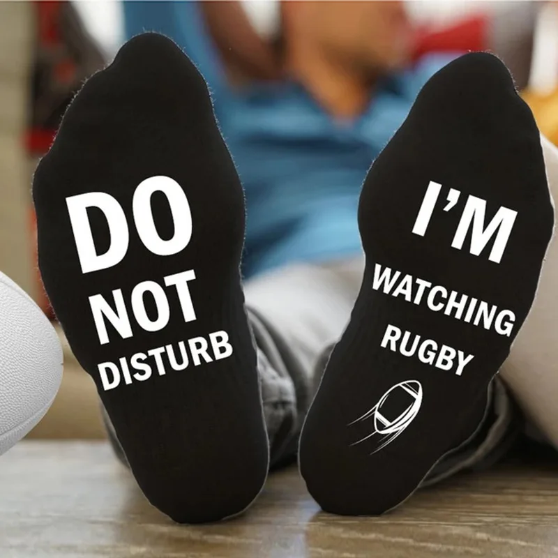 

5 Pairs Set Men Women Unisex Socks Sports Style With Rugby Letter Print Cotton Soft Breathable High Quality Middle Tube Standard