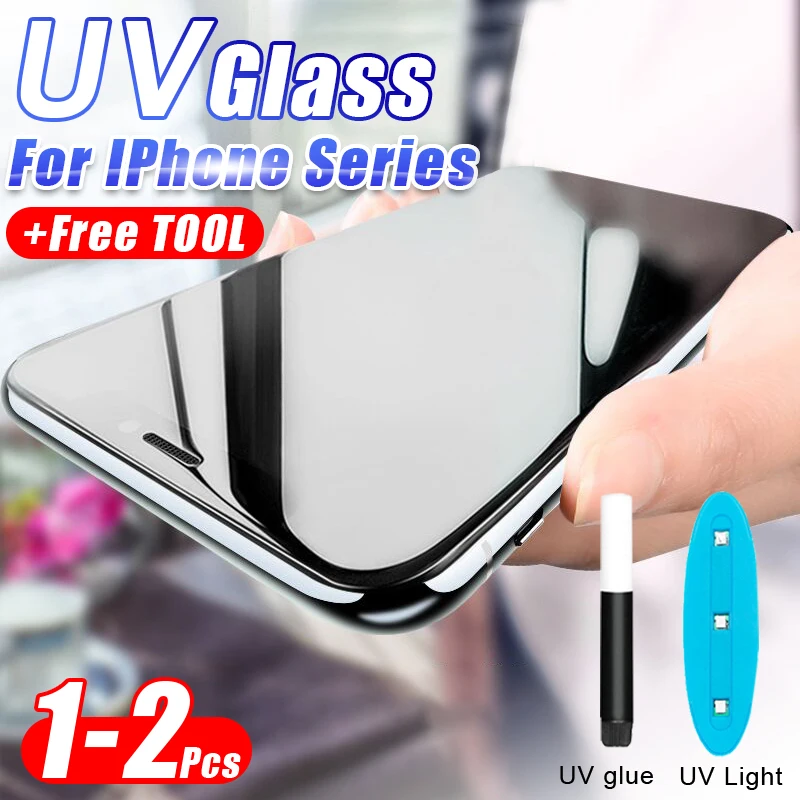 1-2 шт УФ закаленное стекло для IPhone 11 Pro X XR XS Max полный жидкий клей протектор экрана для IPhone 8 7 6s Plus защитное стекло