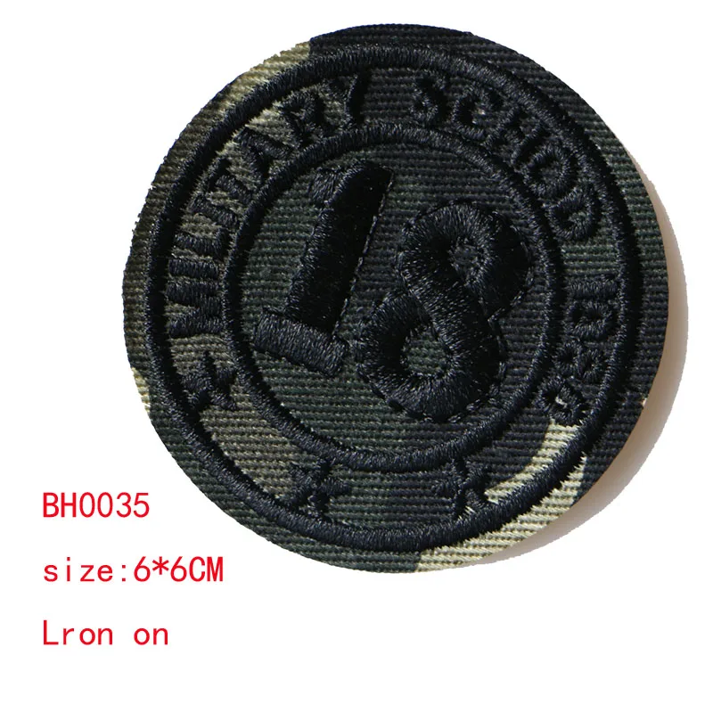 BH0035 1 шт. круглые камуфляжные значки с цифрами, Бэтмен, буквы, звезды, медали нашивки DIY полосатая одежда Лоскутные наклейки на заказ значки - Цвет: BH0035