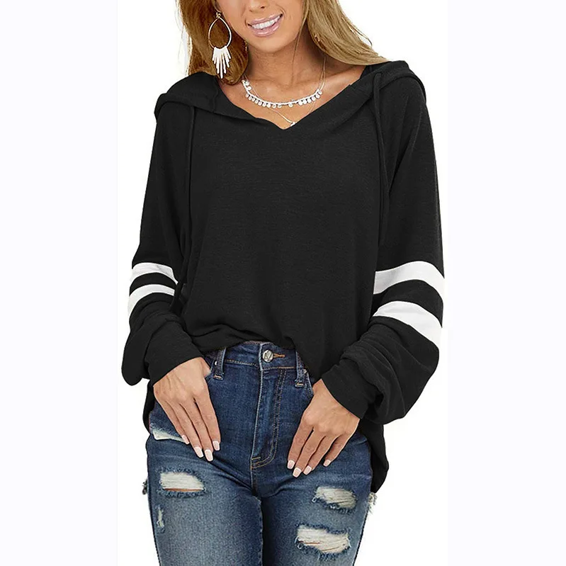 

2021 Fall/winter New Hooded Drawstring Solid Color Long-sleeved Loose Sweater Top Women's Clothing Hoodies Sweatshirt Women