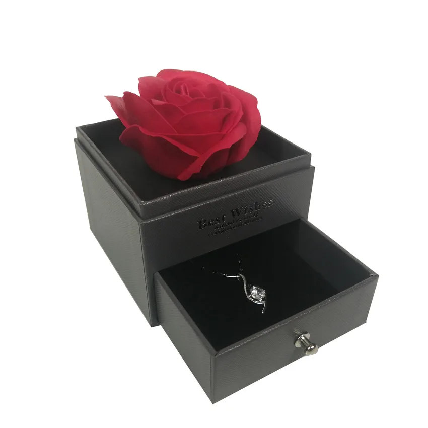 Искусственные цветы для украшения красная вечная роза с подарочной коробкой