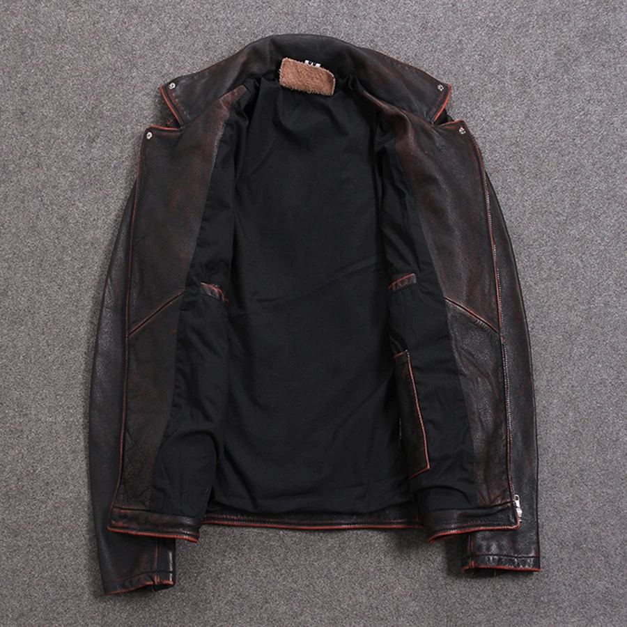 Куртка Tcyeek мужская из натуральной кожи мотоциклетная винтажная байкерская