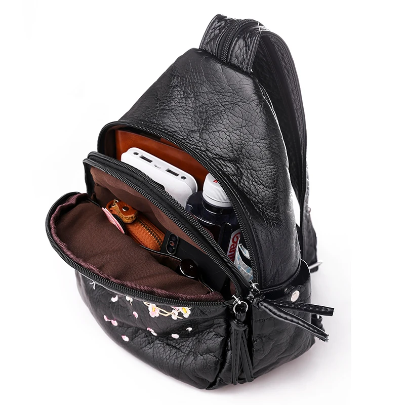 Женские кожаные рюкзаки с вышивкой для девочек подростков 2019|Женские рюкзаки| |