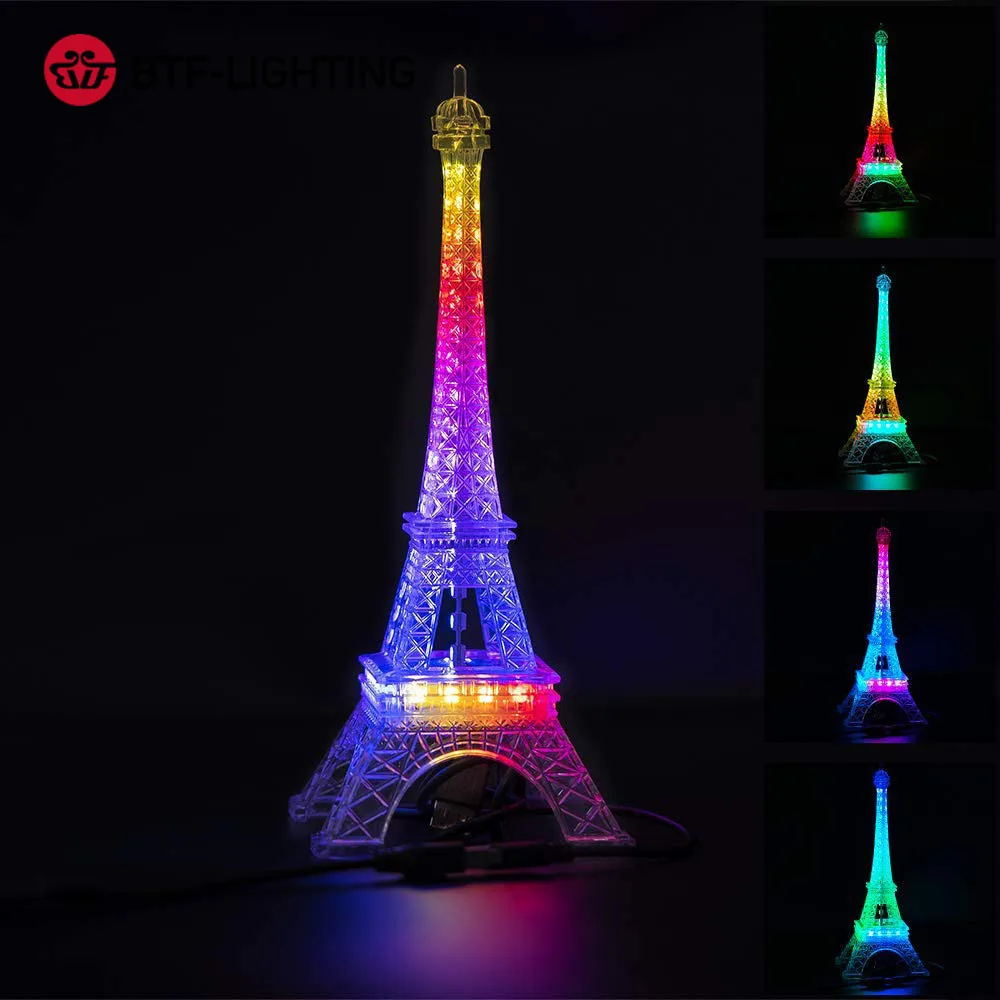 USB 5 В романтическая мини Эйфелева башня WS2812B RGB 48 светодиодов настольный ночник