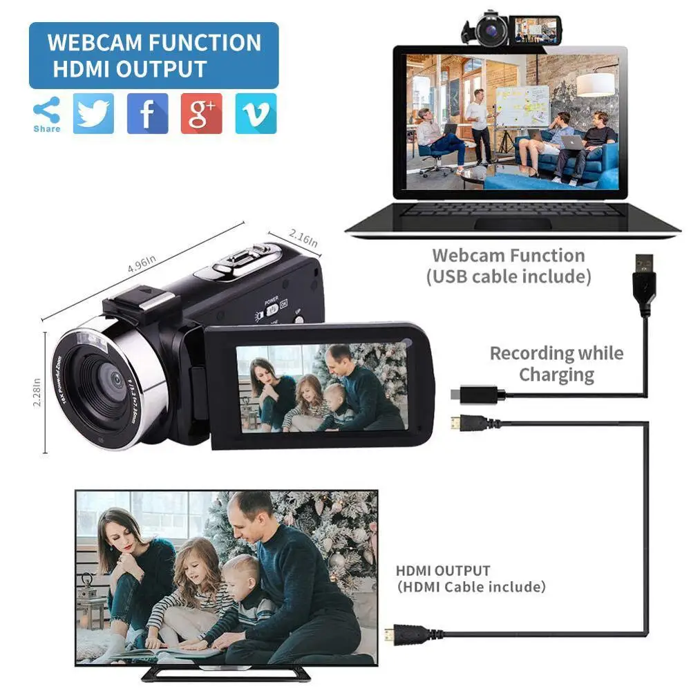Цифровая видеокамера KOMERY Handycam 30 мп сенсорный экран 16 крат цифровой зум |