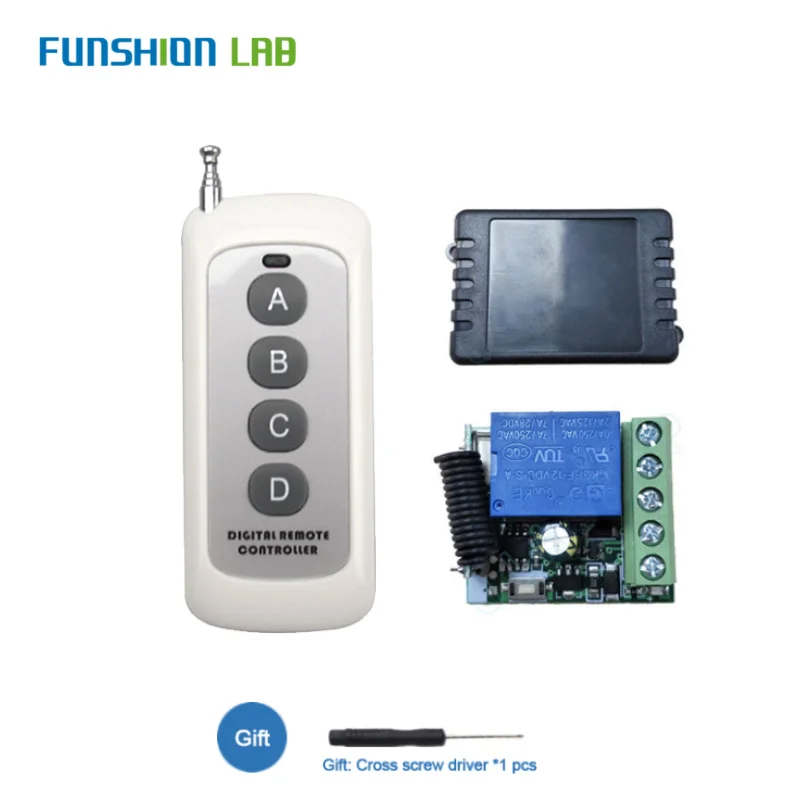 

433Mhz Universal Wireless RF Remote Control Switch DC 12V 1CH Relay Receiver Module & 433 Mhz Transmitter Remote Light Switch TX