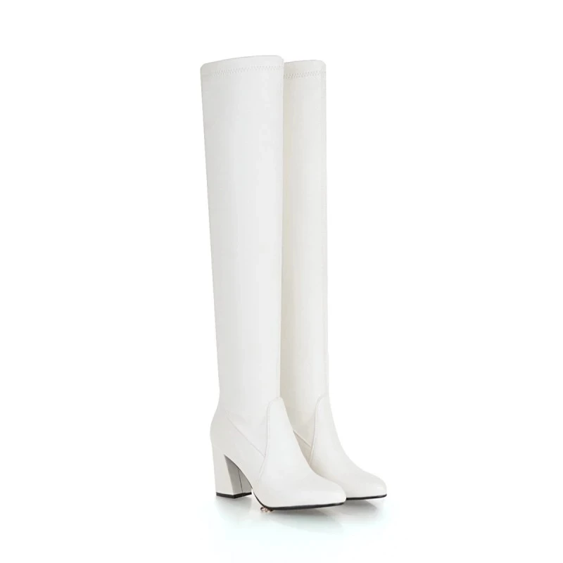 Размера плюс 10 11 облегающие высокие сапоги Высокие до колена Выше женские с