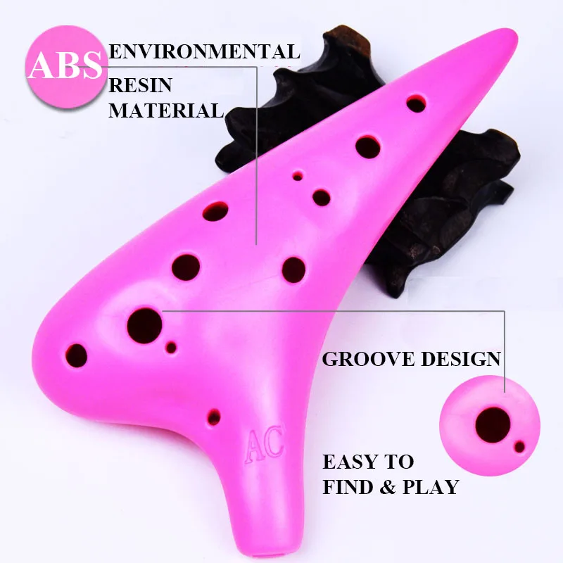 12 отверстий пластиковая Смола окарина флейта альт C Ключ анти сломанный детский