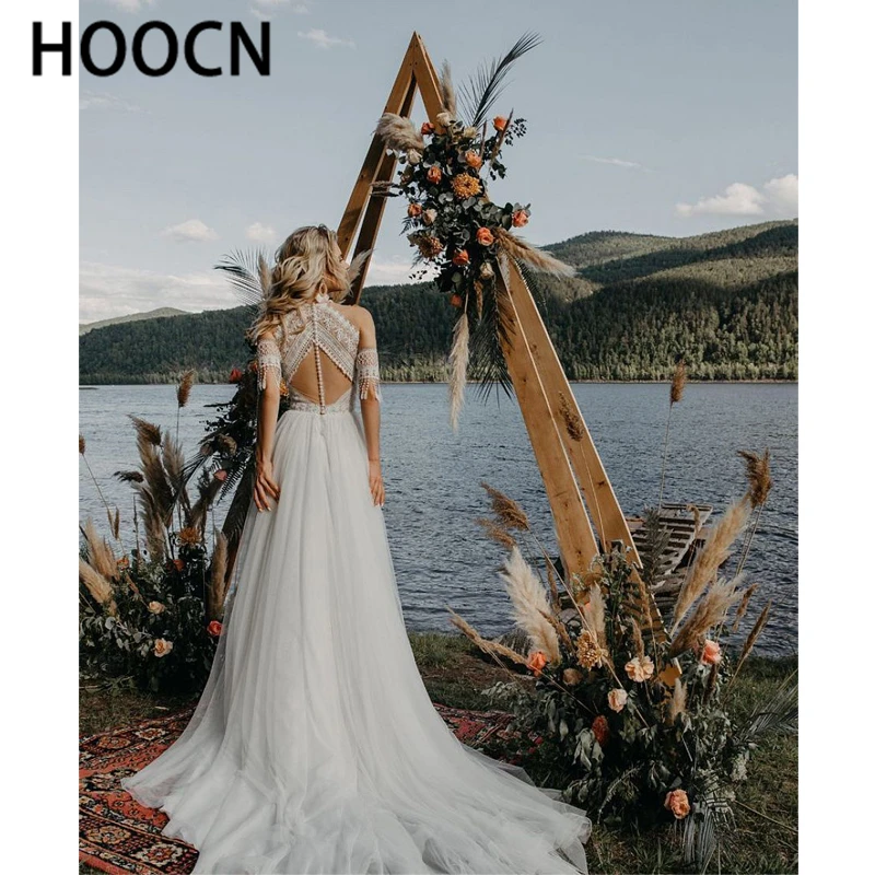 

HERBURNL Simple Round Neck Wedding Dress Multi-level Tulle Lace Applique Bridal Gown Princess Party Bridal Gown Tailored 2022