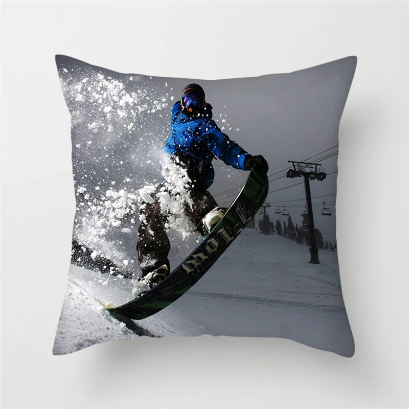 

Fuwatacchi Sports Skiing Cushion Cover Extreme Speed Pillow Winter Cover For Decor Sofa Chair Home Decoration Throw Pillowcases